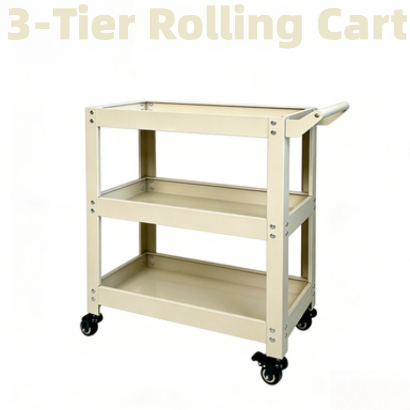 Book Cart Rolling - รถเข็นเก็บของโลหะ 3 ชั้นอเนกประสงค์ สำหรับห้องครัว ขนม หนังสือ