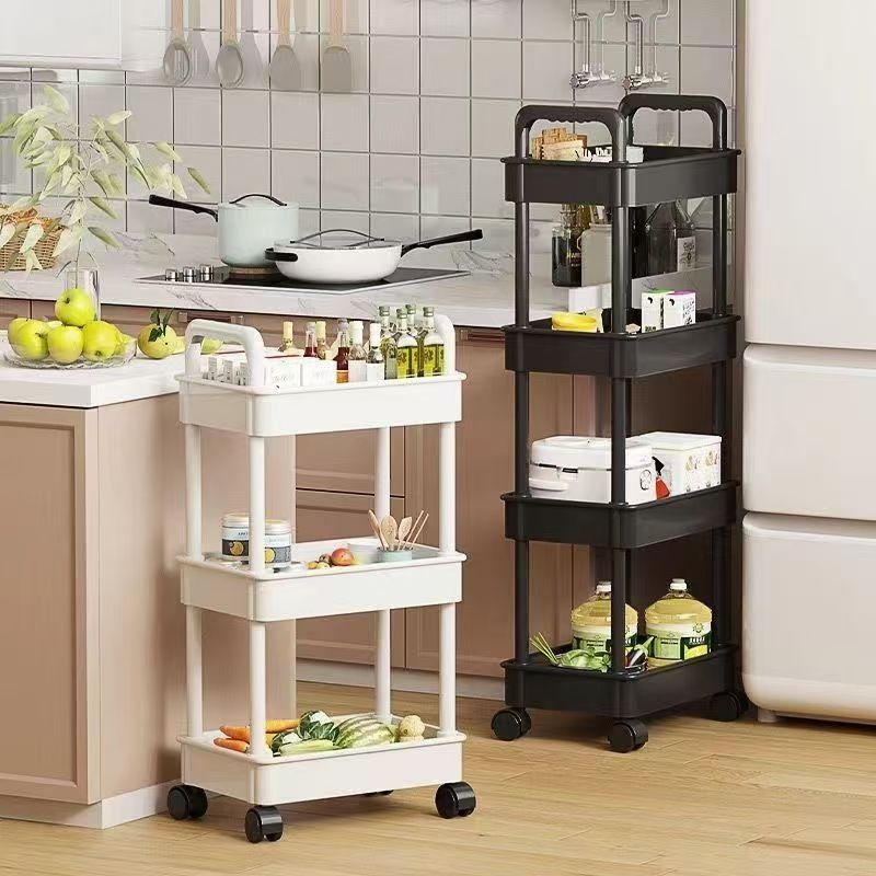 Book Cart Rolling - รถเข็นอเนกประสงค์สำหรับห้องครัว 3/4/5 ชั้น ชั้นวางของเคลื่อนที่สำหรับเก็บของในครัว ขนม ผลไม้