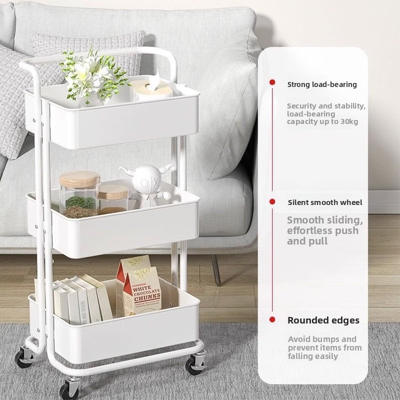 Book Cart Rolling - รถเข็นเก็บอุปกรณ์ทำเล็บแบบเคลื่อนที่พร้อมล้อล็อคสำหรับห้องนั่งเล่นและห้องนอน - ตู้เก็บของอเนกประสงค์สำหรับขนม ของเล่น หนังสือ -