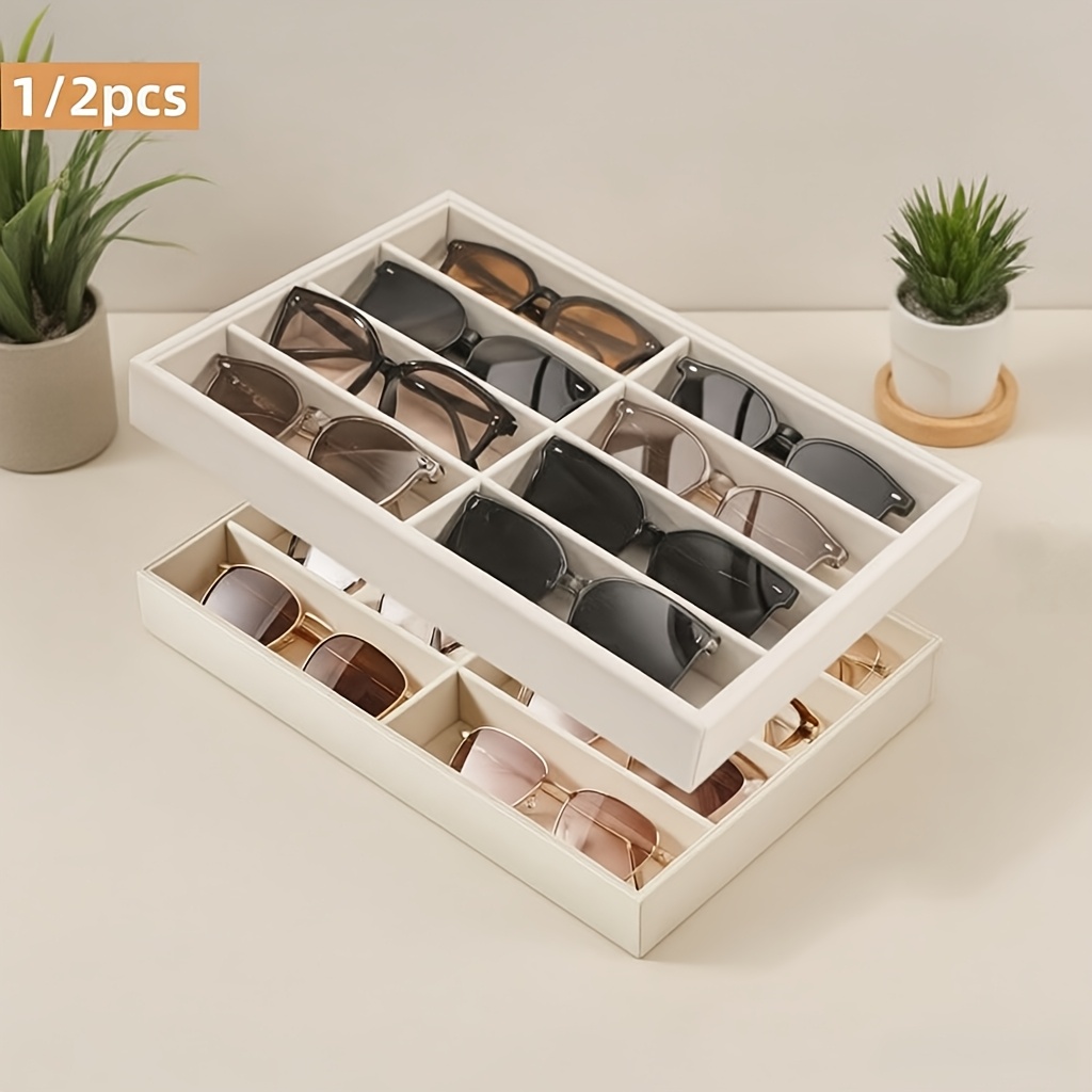 Drawer Organizer Tray - ถาดจัดระเบียบกำมะหยี่สีเทาอเนกประสงค์สำหรับแว่นตา เครื่องประดับ และนาฬิกา - 8 ช่อง,