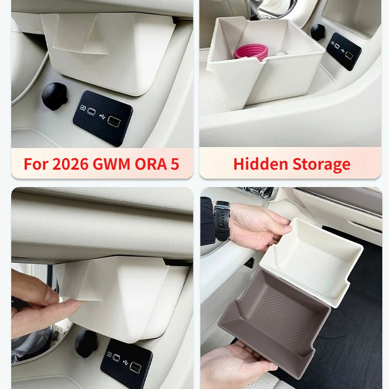 Drawer Organizer Tray - ลิ้นชักเก็บของแบบซ่อนสำหรับ 2026 GWM ORA 5 ใต้ที่วางแขนคอนโซลกลาง