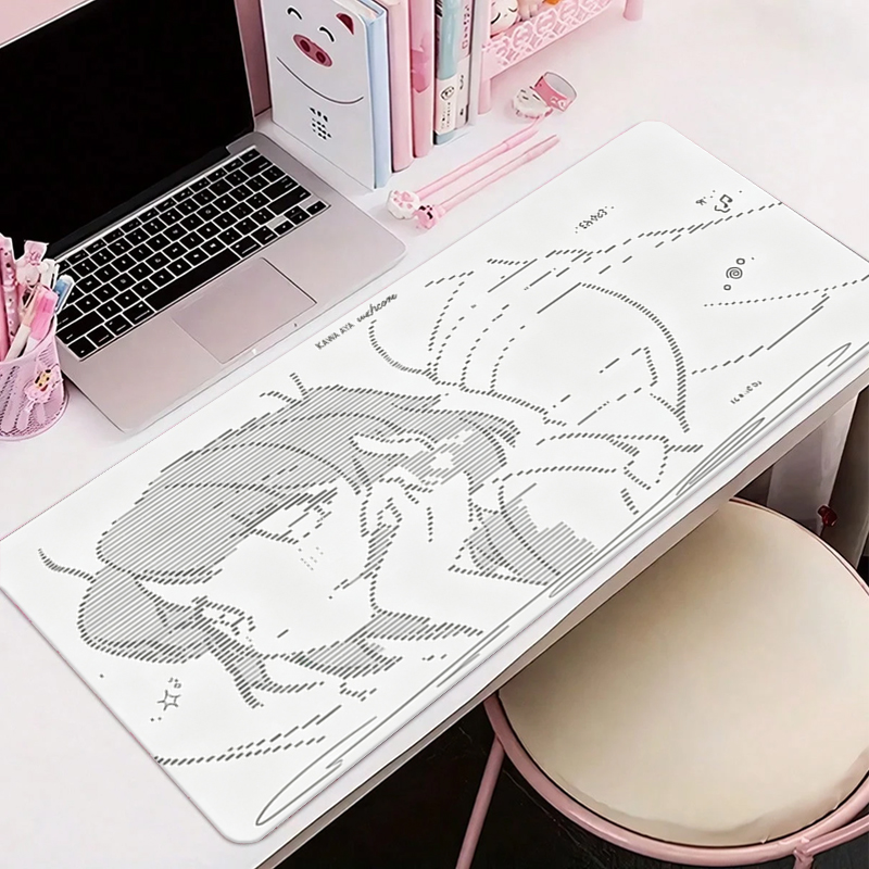 Office Furniture China - แผ่นรองเมาส์หนังลายการ์ตูนอนิเมะสาวน้อย Y2k น่ารัก ขนาดใหญ่ สำหรับคีย์บอร์ดคอมพิวเตอร์ แผ่นรองโต๊ะหนัง