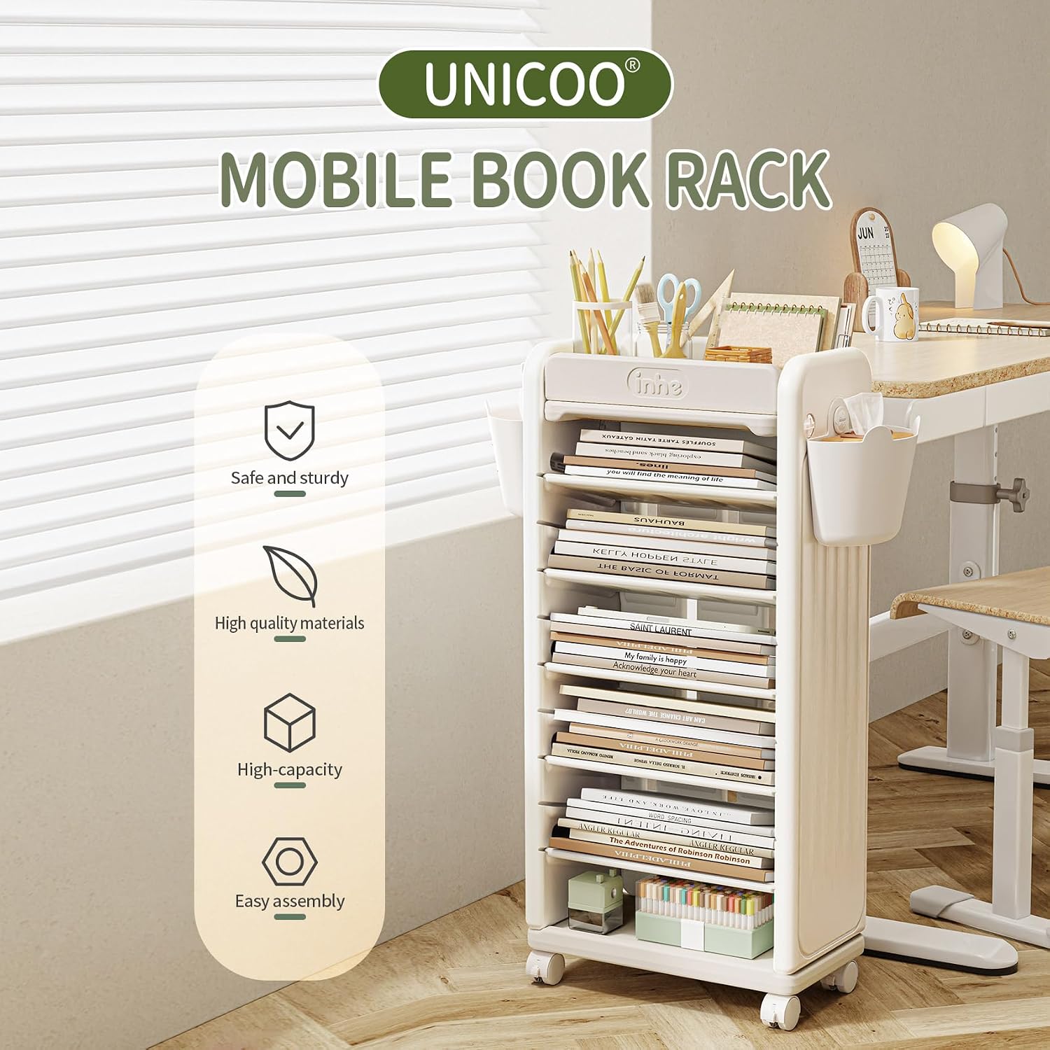 ®   รถเข็นหนังสือ 7 ชั้น |   ช - Book Cart Rolling บทวิจารณ์และราคา