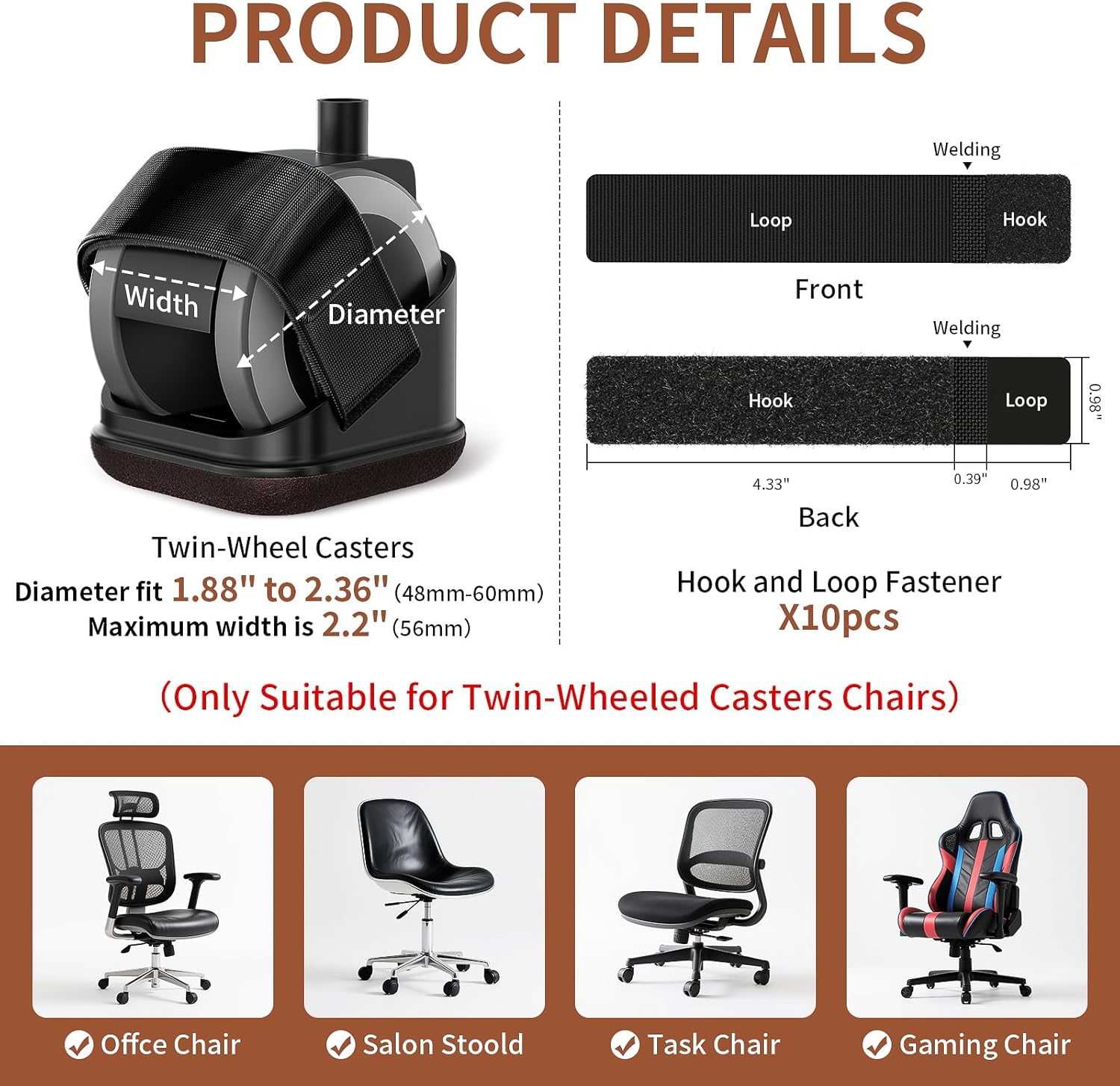 แผ่นรองขาเก้าอี้ 5 ชิ้น แผ่นรอ - Office Furniture Loft บทวิจารณ์และราคา