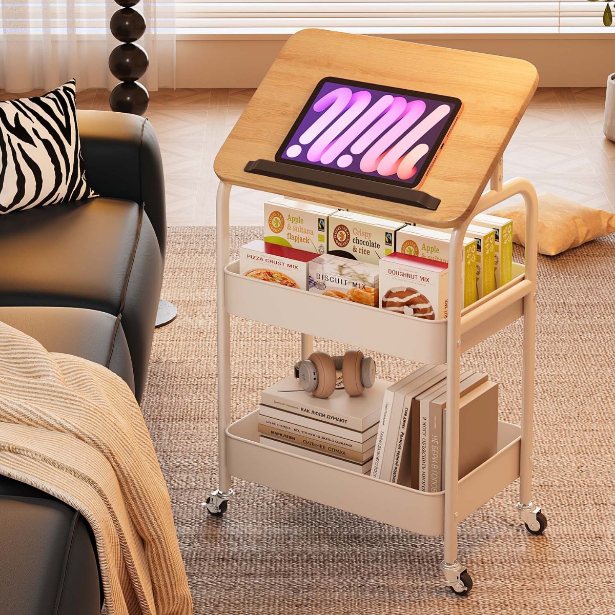 รถเข็นอเนกประสงค์แบบพกพาพร้อมล - Book Cart Rolling บทวิจารณ์และราคา