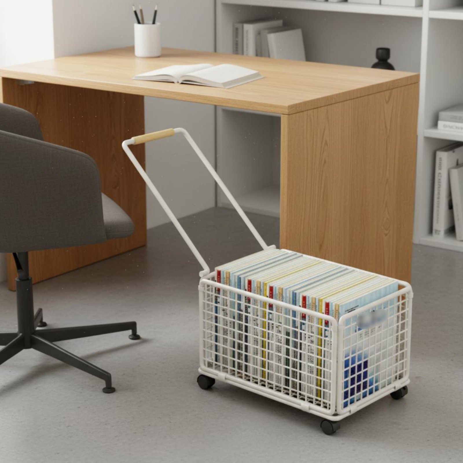 รถเข็นเก็บของข้างโต๊ะพร้อมล้อเ - Book Cart Rolling บทวิจารณ์และราคา