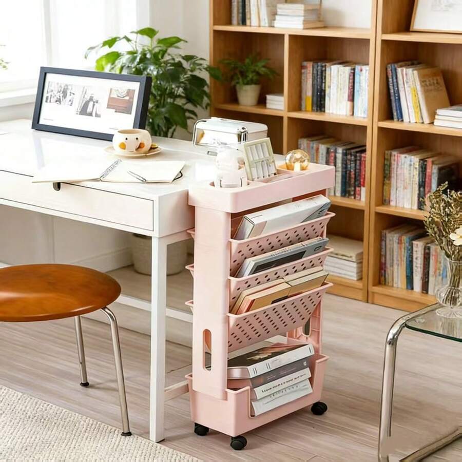 รถเข็นเก็บของแบบ 5 ชั้นพร้อมล้ - Book Cart Rolling บทวิจารณ์และราคา