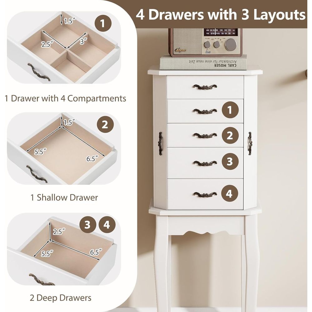 ตู้เก็บเครื่องประดับสีขาวแบบตั - Drawer Organizer Tray บทวิจารณ์และราคา